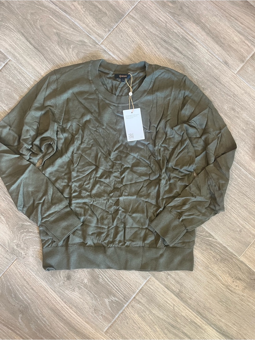 Quince Olive Green Women's Crewneck Sweater
